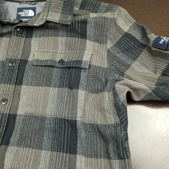 The North Face‎ Mens L Shirt Gray Plaid Stayside Chamois Button Front - Picture 5 of 13